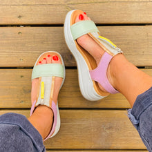 Load image into Gallery viewer, Carmela Leather Zip Sandals Multi