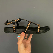 Load image into Gallery viewer, Menbur Studded Flat Chunky Sandals Black