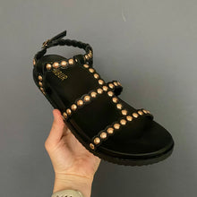 Load image into Gallery viewer, Menbur Studded Flat Chunky Sandals Black