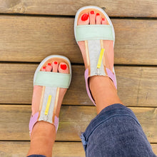 Load image into Gallery viewer, Carmela Leather Zip Sandals Multi