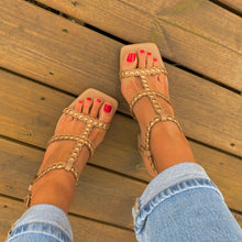 Load image into Gallery viewer, Menbur Studded Block Heel Sandals Natural