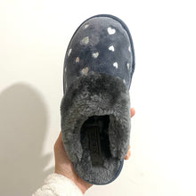 Load image into Gallery viewer, Ladies Heart Faux Sheepskin Slippers Grey