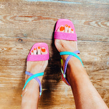 Load image into Gallery viewer, Menbur Neon Block Heel Sandals Multi