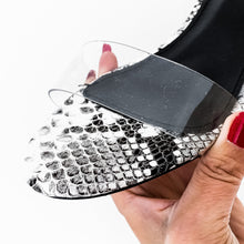 Load image into Gallery viewer, LADIES CLEAR SNAKE SANDALS BLACK