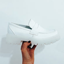 Load image into Gallery viewer, LADIES CHUNKY SLIP ON LOAFERS WHITE