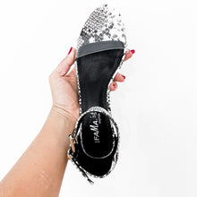 Load image into Gallery viewer, LADIES CLEAR SNAKE SANDALS BLACK