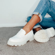 Load image into Gallery viewer, LADIES CHUNKY SLIP ON LOAFERS WHITE