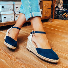 Load image into Gallery viewer, Premium Vegan Perfect Wedge Sandal Navy