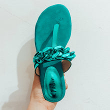 Load image into Gallery viewer, Menbur Metallic Chain Sandals Aqua