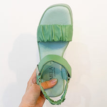 Load image into Gallery viewer, Carmela Leather Chunky Rouched Sandals Green