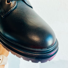 Load image into Gallery viewer, Carmela Chunky Women's Leather Military Boot Black