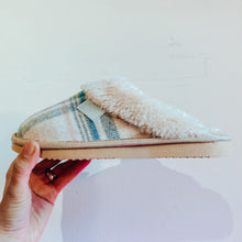 Load image into Gallery viewer, Ladies Faux Sheepskin Check Slippers Beige