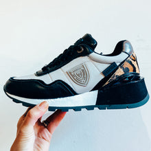 Load image into Gallery viewer, Carmela Leather Women's Trainers Black Ice / Leopard