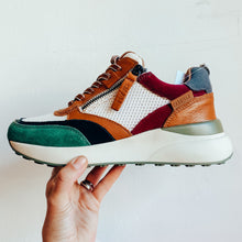 Load image into Gallery viewer, Carmela Zip Leather Women's Trainers Tan / Green