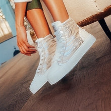 Load image into Gallery viewer, Vanessa Wu Ladies High-Top Trainers Zebra