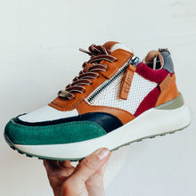 Load image into Gallery viewer, Carmela Zip Leather Women's Trainers Tan / Green