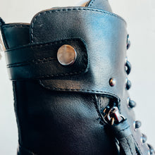 Load image into Gallery viewer, Carmela Chunky Women's Leather Military Boot Black