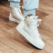 Load image into Gallery viewer, Vanessa Wu Ladies High-Top Trainers Zebra