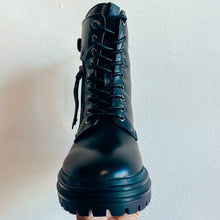 Load image into Gallery viewer, Carmela Chunky Women's Leather Military Boot Black