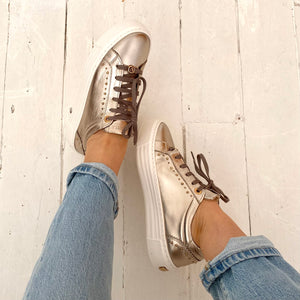 Carmela Gold Leather Women’s Trainers