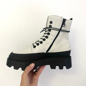 Mjus Women's Chunky Leather Boot Off White