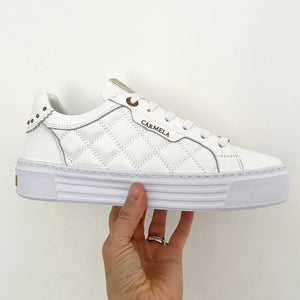 Carmela White Quilted Leather Women’s Trainers