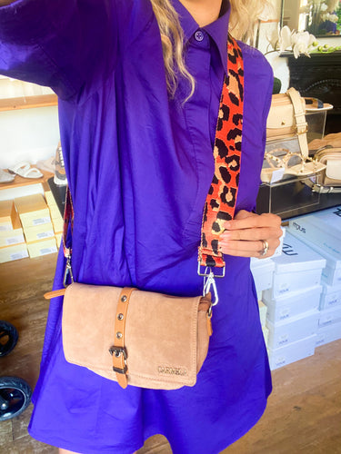 Carmela Suede Crossbody Bag with Detachable Leo Strap