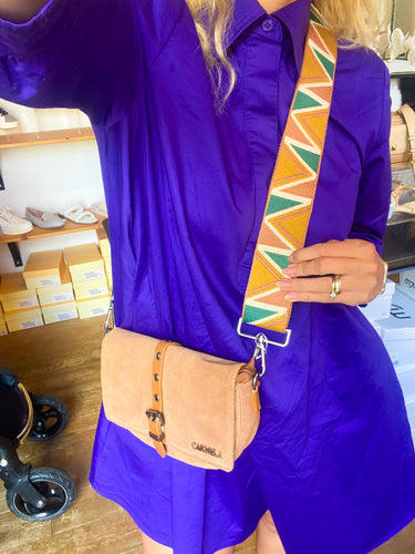 Carmela Suede Crossbody Bag with Detachable Aztec Strap