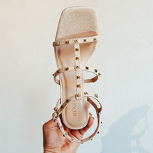 Load image into Gallery viewer, Menbur Studded Heel Sandals Light Gold