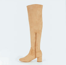 Load image into Gallery viewer, Premium Ladies Super Soft Faux Suede Over Knee Boot Natural