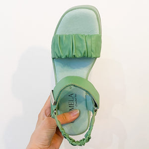Carmela Leather Chunky Rouched Sandals Green
