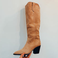 Load image into Gallery viewer, Vanessa Wu Ladies Super Soft Faux Suede Western Knee Boot Natural