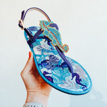 Load image into Gallery viewer, Menbur Ocean Seahorse Flat Sandals Purple