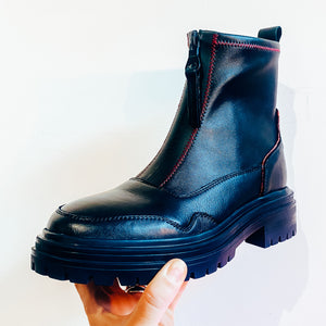 Carmela Chunky Women's Leather Zip Boot Black