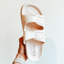 Load image into Gallery viewer, LADIES 2 STRAP CHUNKY SLIDERS CREAM