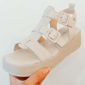 Carmela Leather Chunky Gladiator Sandals Cream