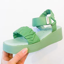 Load image into Gallery viewer, Carmela Leather Chunky Rouched Sandals Green