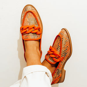 Vanessa Wu Summer Sunset Chunky Chain Loafers