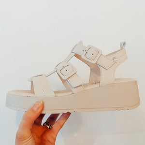 Carmela Leather Chunky Gladiator Sandals Cream