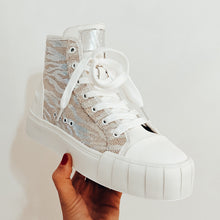 Load image into Gallery viewer, Vanessa Wu Ladies High-Top Trainers Zebra